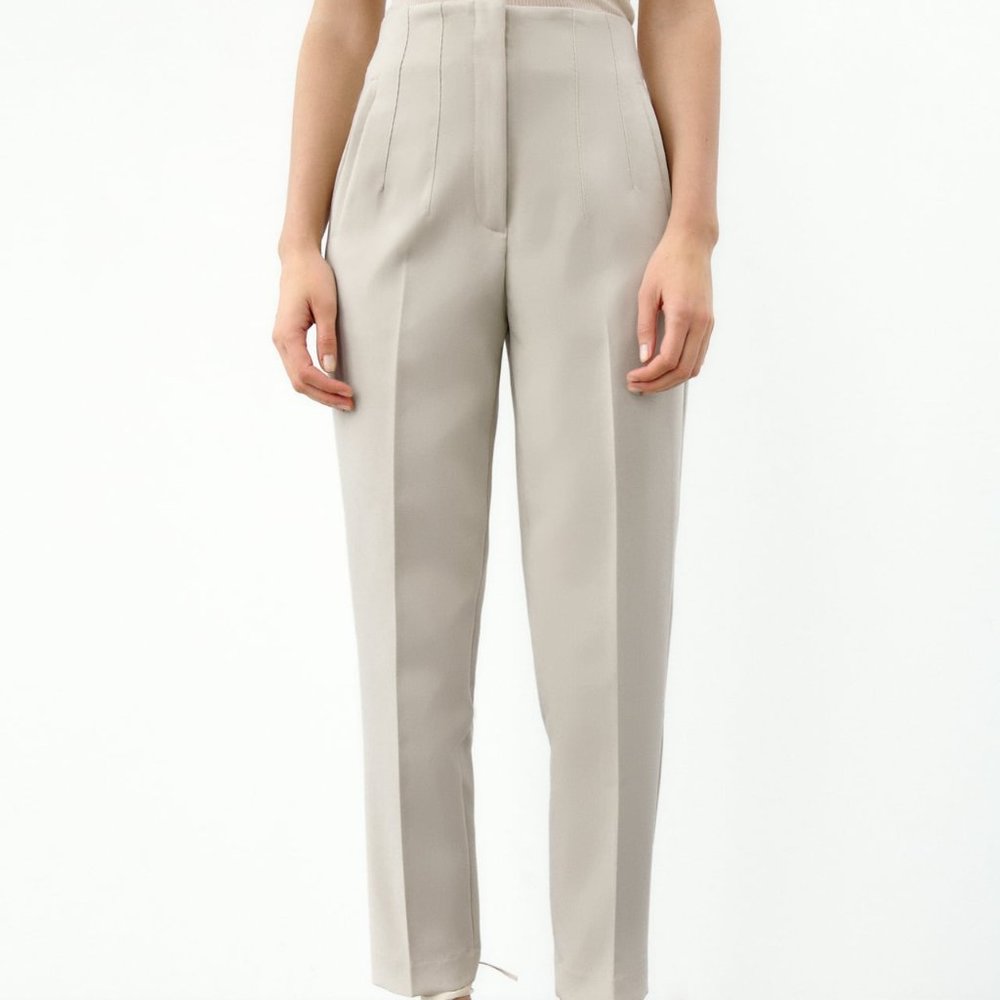 *POPULAR* Zara High-Waisted Pants Oyster White - XS